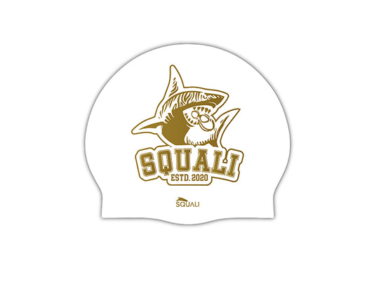 Gorro Natación Silicona Squali Blanco Dorado
