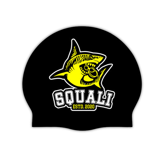 Gorro Natación Silicona Squali Negro Amarillo