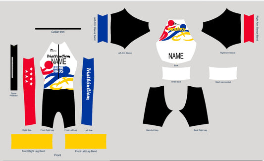 White Short Sleeve Trisuit for Men Ciempozuelos Triathlon Club