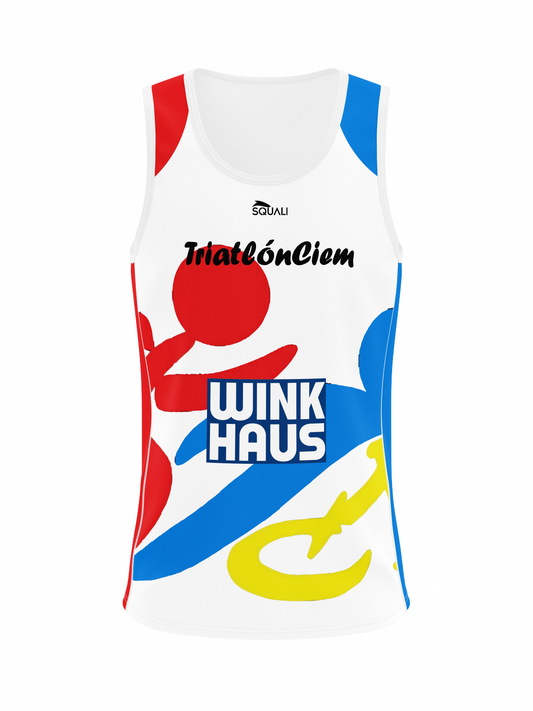 White Sleeveless T-shirt for Women, Ciempozuelos Triathlon Club