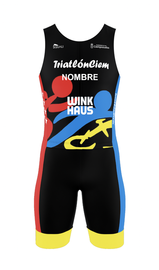 Sleeveless trisuit for men from the Ciempozuelos Triathlon Club